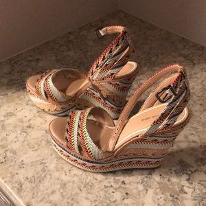 Gianni Bini wedged heel. Bright multi color design